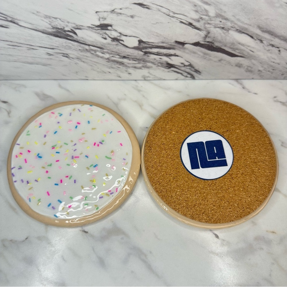 Sprinkled Sugar Cookie Clay Coasters Handmade – Set of 4 - Picture 4 of 9